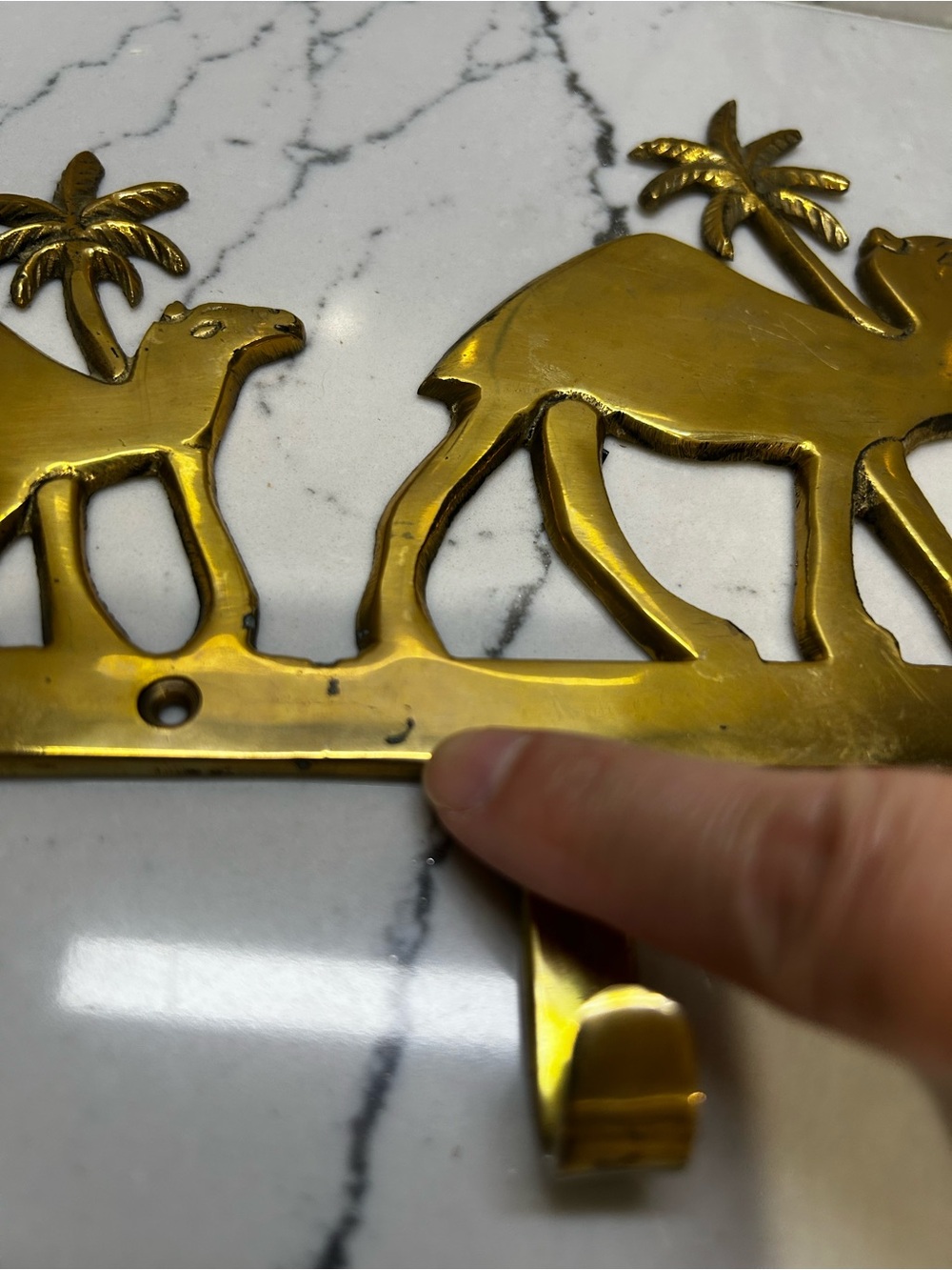 Brass Camel Wall Hook Rack - Gold Decorative Hooks - Picture 9 of 10